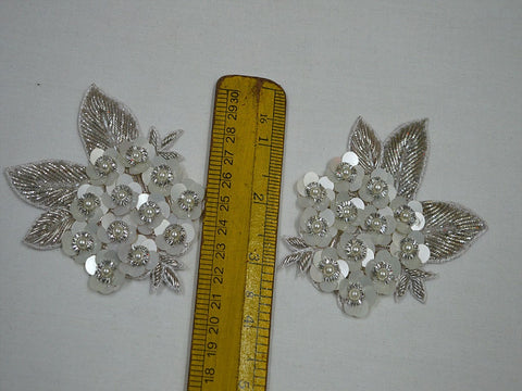 Sequins Appliques Floral Zardozi patches, Handcrafted Applique,3.5 Inches appliques, wedding dress patch, beaded applique