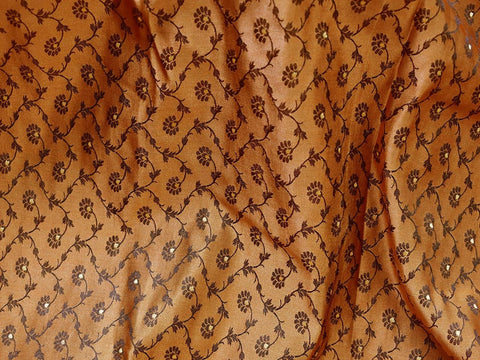 Brown Wedding Dress Fabric, Costume brocade, Banarasi fabric, Banarasi Dress fabric, Crafting Brocade, Silk Brocade Fabric