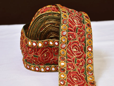 9 Yard Maroon 7cm Floral Embroidery Trimmings Wedding Dresses Ribbon Indian Fabric Trim Sari Crafting Sewing Border Beach Bags making Laces