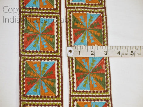 Geometric Embroidered 75 mm Indian Sari Border Crafting Fabric Saree Sewing Decorative Trim By 9 Yard Beach Bag Cushions Ribbon Curtain Trim