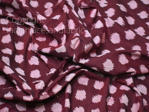 Burgundy Ikat Cotton Fabric Yardage Handloom Fabric Sold By Yard Summer Dresses Material Home Decor Yarn Dyed Remnant Quilting Table Runners