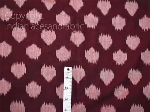 Burgundy Ikat Cotton Fabric Yardage Handloom Fabric Sold By Yard Summer Dresses Material Home Decor Yarn Dyed Remnant Quilting Table Runners