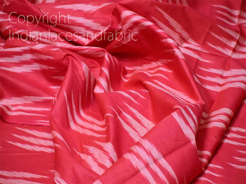 Coral Red Ikat Fabric Yardage Handloom Cotton sold by yard Summer Dresses Material Home Decor Yarn Dyed Remnant Quilting Table Runners