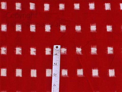 Red Ikat Fabric Yardage Handloom Upholstery Fabric Cotton sold by yard Double Ikat Home Decor Bedcovers Tablecloth Draperies Cushion Cover