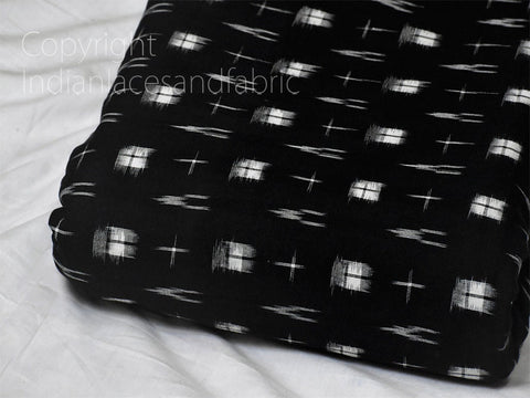 Black White Ikat Cotton Fabric Yardage Handloom Fabric, Cotton Fabric, Kids Crafts, Dress Material Ikat, Handloom Cotton