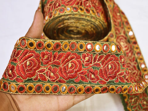 9 Yard Maroon 7cm Floral Embroidery Trimmings Wedding Dresses Ribbon Indian Fabric Trim Sari Crafting Sewing Border Beach Bags making Laces