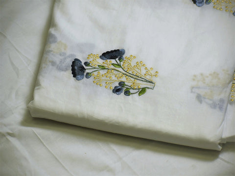 44" Grey Indian Embroidered Sewing Cotton Fabric by the Yard Embroidery Crafting Nursery Curtains Kids Summer Dress Costumes Pillow Cover