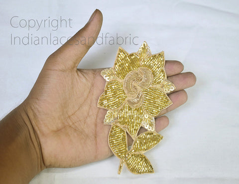 Sequins Golden Patches Embroidery Rhinestone Appliques Handcrafted Applique Crafting, Appliques For Purses, Applique For Jeans, Decorative Zari Patches