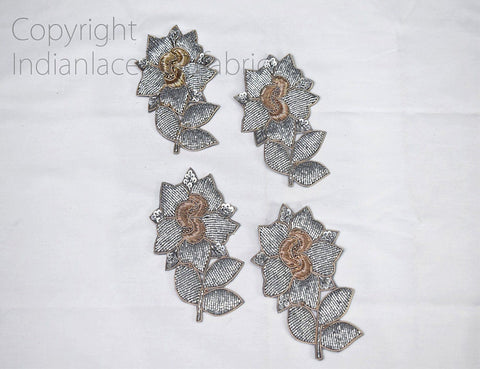 Zardozi work and Zari Thread Applique Floral Design Appliques christmas applique, Applique for dress, Headband Applique, applique designs, Handcrafted Appliques