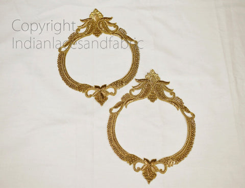 Lehenga Beaded Patches, Hand Zari Work Patch, Zardozi Decorative Patches, Floral Zari Patches, Bridal Appliques,Sequins Appliques