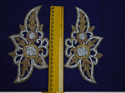 Wedding Dress Patch Beaded Designer Flower Design Applique Flower Design Applique 8 inches