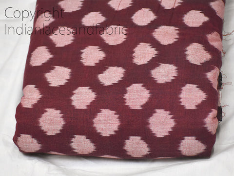 Burgundy Ikat Cotton Fabric Yardage Handloom Fabric Sold By Yard Summer Dresses Material Home Decor Yarn Dyed Remnant Quilting Table Runners