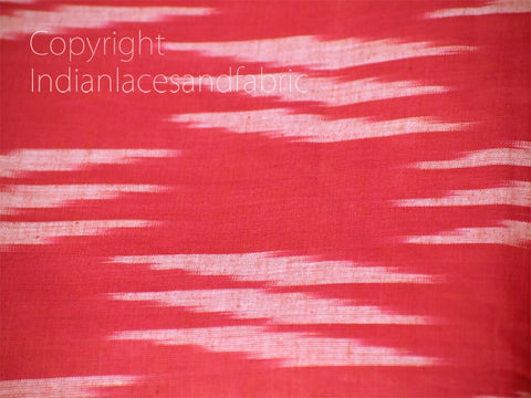 Coral Red Ikat Fabric Yardage Handloom Cotton sold by yard Summer Dresses Material Home Decor Yarn Dyed Remnant Quilting Table Runners