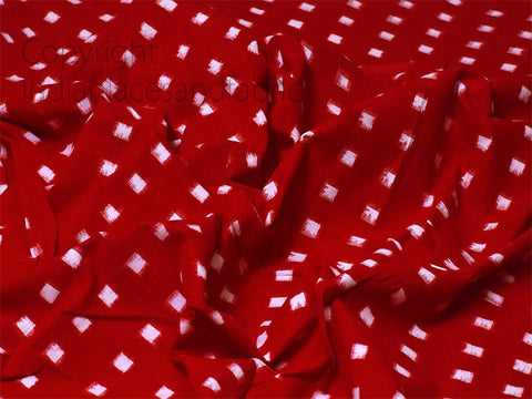 Red Ikat Fabric Yardage Handloom Upholstery Fabric Cotton sold by yard Double Ikat Home Decor Bedcovers Tablecloth Draperies Cushion Cover