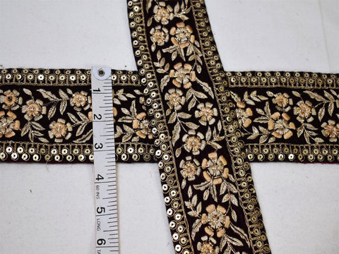 3 Yard Wine Embroidered 9 Cm Laces Indian Sari Costume Velvet Fabric Trim Dress Accessories Ribbon Gold Sewing Saree Border Cushions
