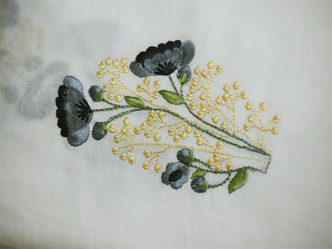 44" Grey Indian Embroidered Sewing Cotton Fabric by the Yard Embroidery Crafting Nursery Curtains Kids Summer Dress Costumes Pillow Cover