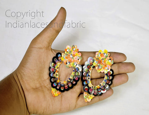 Sequins Appliques in Multicolor and Black Headband Applique, applique designs, Handcrafted Appliques, Scrap booking Appliques