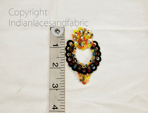 Sequins Appliques in Multicolor wedding Dress Patch Beaded Designer Flower Design Applique 3 Inch Applique