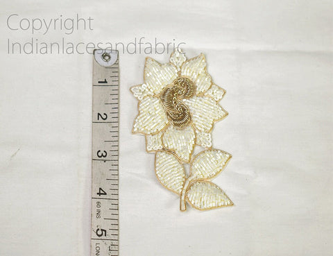 Wedding Dress Patch Beaded Designer Flower Design Applique Flower Design Applique Embroidery Applique 5 inch Appliques