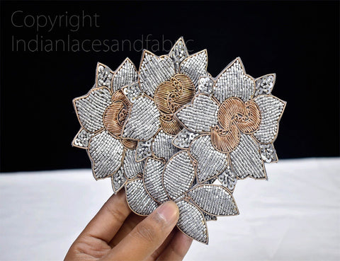 Sequins Beaded Golden Applique Scrapbooking Christmas Appliques Sewing Supply Decor, Silver Rhinestone Appliques, christmas applique, Applique for dress