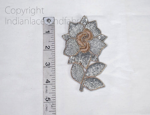 Beaded Bridal Headband Appliques Decorative Golden Patches Embroidery Rhinestone Appliques 4.5 inch Applique Crafting, Appliques For Purses