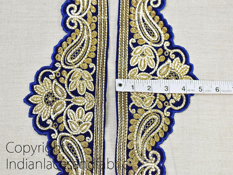 3 Yard Blue 10cm Embroidered Velvet Trim Decorative Wedding Lehnga Trimmings Cushions Laces Embroidery Sari Border Crafting Ribbon Tape