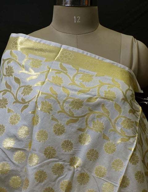 Dyeable Women Dupatta, Indian Chunri Ivory Gold, Chanderi Cotton Punjabi Stole, Ethnic Wedding Veil, Bridesmaid Gift Scarf Fashion Accessory