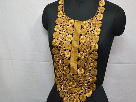 Beaded Sequins embroidered Neckline Patches, Decorative Zardosi Gold Patches ,Floral Design Patches, Scrapbooking Embroidered Applique, Crafting Decorated Neckline Collar Patches