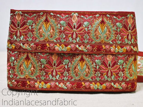 9 Yard Floral 6cm Embroidered Fabric Trim Indian Sari Border Crafting Sewing Guitar Belts Beach Bag Cushions Trimming Ribbon Embellishments