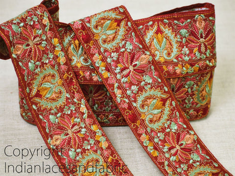 9 Yard Floral 6cm Embroidered Fabric Trim Indian Sari Border Crafting Sewing Guitar Belts Beach Bag Cushions Trimming Ribbon Embellishments