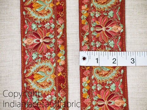 9 Yard Floral 6cm Embroidered Fabric Trim Indian Sari Border Crafting Sewing Guitar Belts Beach Bag Cushions Trimming Ribbon Embellishments