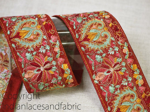 9 Yard Floral 6cm Embroidered Fabric Trim Indian Sari Border Crafting Sewing Guitar Belts Beach Bag Cushions Trimming Ribbon Embellishments