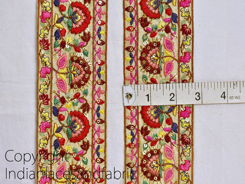 9 Yard Embroidered Maroon 65 mm Indian Sari Border Crafting Sewing Decorative Trim Wedding Ribbon Laces Curtains Embroidery Trimmings