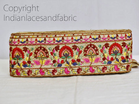 9 Yard Embroidered Maroon 65 mm Indian Sari Border Crafting Sewing Decorative Trim Wedding Ribbon Laces Curtains Embroidery Trimmings