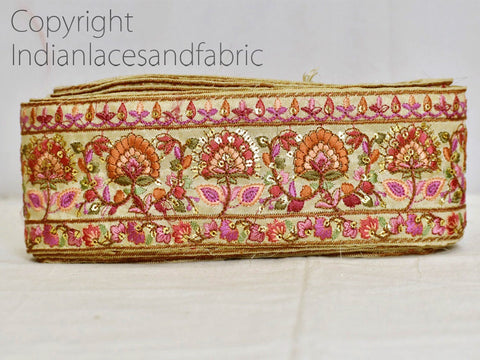 9 Yard Burnt Orange 65 mm Indian Trims Crafting Saree Sewing Ribbon Decorative Wedding Laces Curtains Cushions Trimmings Embroidery Tape