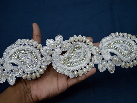 9 Yard Stone Trims 6cm Decorative Costume Metallic Beaded Lace Embellished Border Crafting Sewing Garment Accessories Clutches Trimming