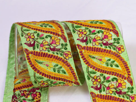 9 Yard Indian 5cm Embroidered Ribbon Decorative Embroidery Trim Embellishments DIY Crafting Sewing Saree Indian Sari Border Home Decor Tape