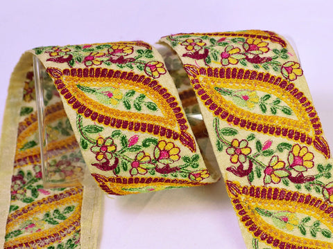 9 Yard Indian 5cm Embroidered Ribbon Decorative Embroidery Trim Embellishments DIY Crafting Sewing Saree Indian Sari Border Home Decor Tape