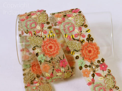 9 Yard Red Decorative Embroidered Saree 4 Cm Ribbon Sewing Embroidery Fabric Trim Cushions Crafting Sari Border Indian Wedding Dress lace