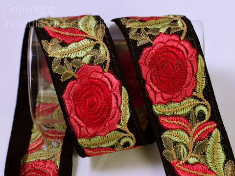 9 Yard Indian 48 MM Trims Embroidery Embellishments Laces Floral Embroidered Saree Ribbon Sewing Crafting Lace Home Décor Border