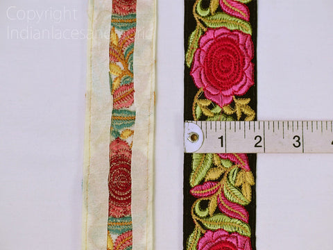 9 Yard Indian 48 MM Trims Embroidery Embellishments Laces Floral Embroidered Saree Ribbon Sewing Crafting Lace Home Décor Border