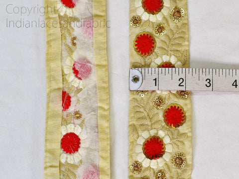 Red Embroidered 5CM Sari border Decorative Embellishments Fabric Trim by 9 yard Indian Embroidery Saree Lace Crafting Sewing Costumes Ribbon