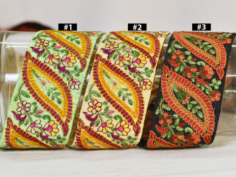 9 Yard Indian 5cm Embroidered Ribbon Decorative Embroidery Trim Embellishments DIY Crafting Sewing Saree Indian Sari Border Home Decor Tape