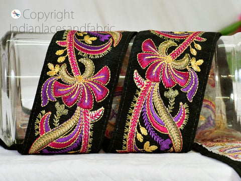 9 Yard Wholesale 6cm Purple Embroidery Decorative Dress Embellishment Indian Trim Embroidered Saree Ribbon Cushions Sewing Crafting Border
