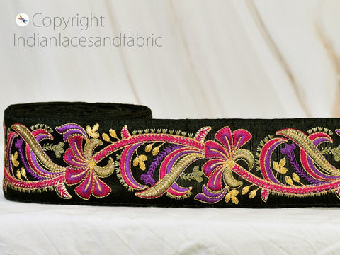 9 Yard Wholesale 6cm Purple Embroidery Decorative Dress Embellishment Indian Trim Embroidered Saree Ribbon Cushions Sewing Crafting Border