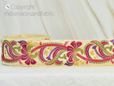 9 Yard Wholesale 6cm Purple Embroidery Decorative Dress Embellishment Indian Trim Embroidered Saree Ribbon Cushions Sewing Crafting Border