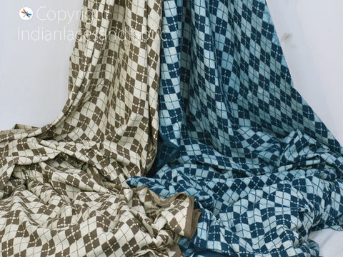 Block print fabric, indigo cotton, sewing fabric , Indian dress fabric, cotton fabric, indigo fabric, soft cotton fabric