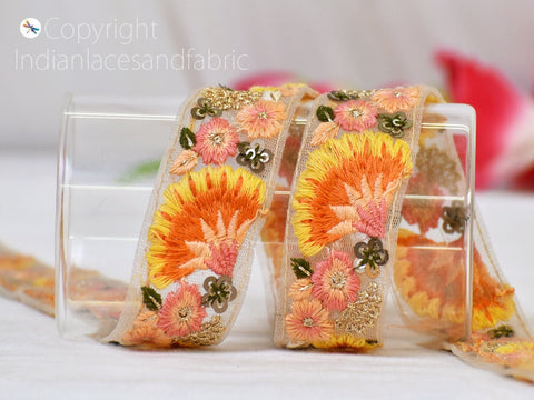 9 Yard 25mm Embroidery Fabric Trim Embellishment Embroidered Sari Ribbons Sewing Crafting Border Indian Trimmings Cushions Home Décor Tape