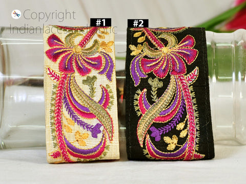 9 Yard Wholesale 6cm Purple Embroidery Decorative Dress Embellishment Indian Trim Embroidered Saree Ribbon Cushions Sewing Crafting Border