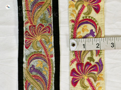 9 Yard Wholesale 6cm Purple Embroidery Decorative Dress Embellishment Indian Trim Embroidered Saree Ribbon Cushions Sewing Crafting Border